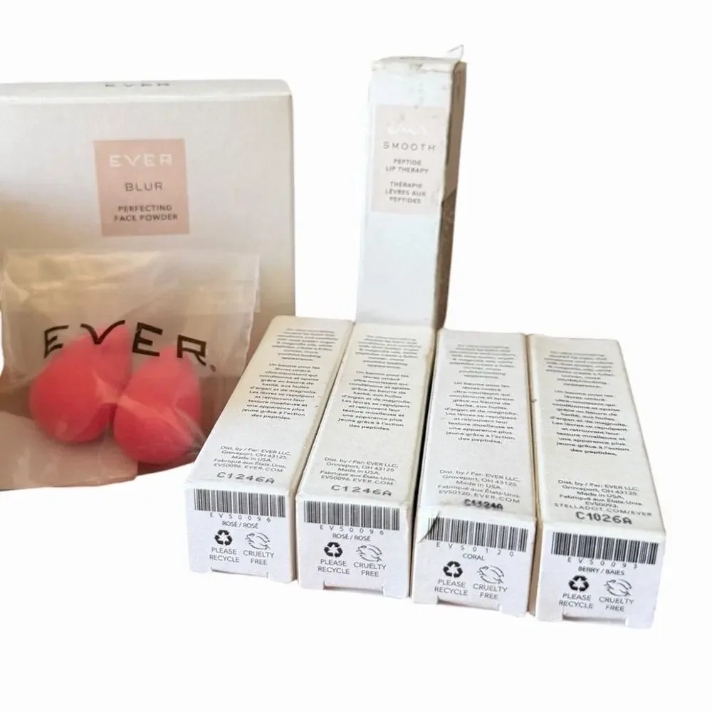 EVER Luxury Beauty Bundle NIP Clay Mask Blur Powder Lip Therapy Vitamin C